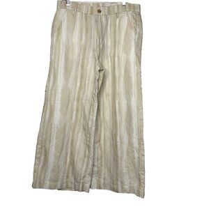 AG Adriano Goldschmied Stella Low Slung Palazzo Pants Wide Leg Tan Sz 29 Linen